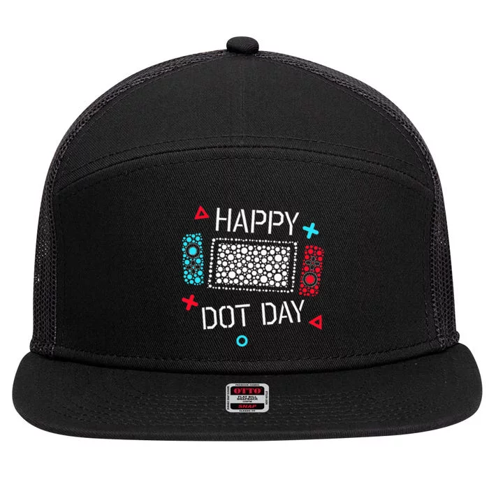 Happy Dot Day Gamers Game Controller 7 Panel Mesh Trucker Snapback Hat