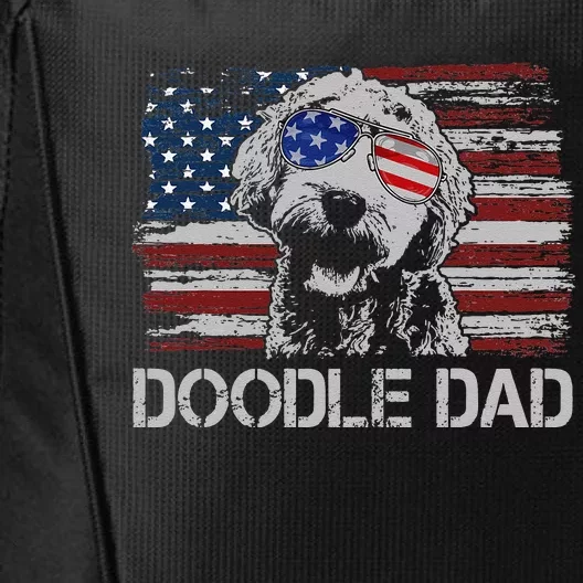 hug day Doodle Dad Goldendoodle Dog American Flag City Backpack