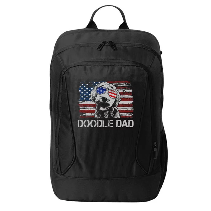 hug day Doodle Dad Goldendoodle Dog American Flag City Backpack