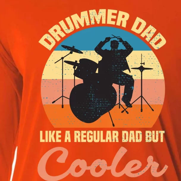 Husband Dad Drummer Hilarious Drumming Funny Gift For Drummer Dad Gift Cooling Performance Long Sleeve Crew