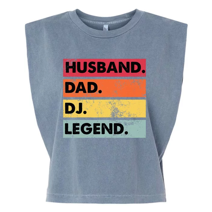 Husband Dad Dj Legend Funny Dj Disc Jockey Music Player Garment-Dyed Women's Muscle Tee