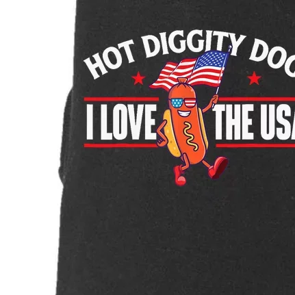 Hot Diggity Dog - USA American Flag 4th of July Fourth Doggie 3-End Fleece Hoodie