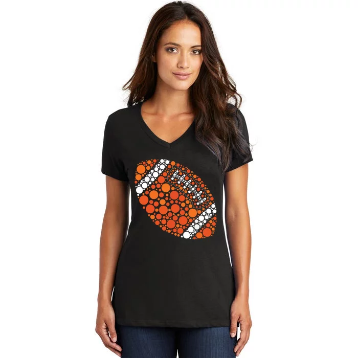 Happy Dot Day 2024 Polka Dot Football Ball Lover Women's V-Neck T-Shirt