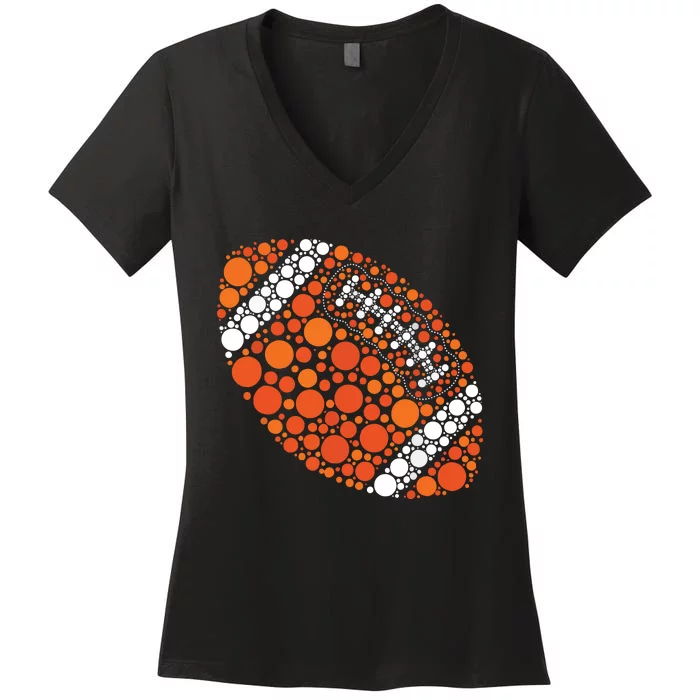 Happy Dot Day 2024 Polka Dot Football Ball Lover Women's V-Neck T-Shirt