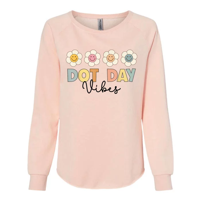 Happy Dot Day Hippie Flowers Dot Day Vibes Kids Girls Womens California Wash Sweatshirt