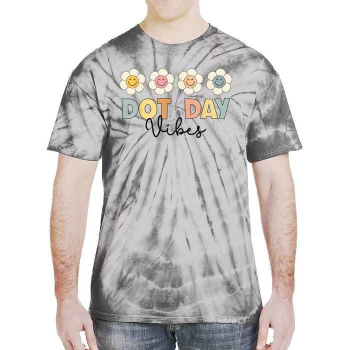 Happy Dot Day Hippie Flowers Dot Day Vibes Kids Girls Tie-Dye T-Shirt