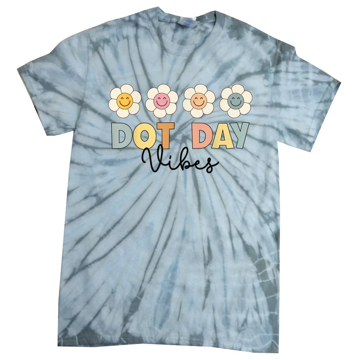 Happy Dot Day Hippie Flowers Dot Day Vibes Kids Girls Tie-Dye T-Shirt