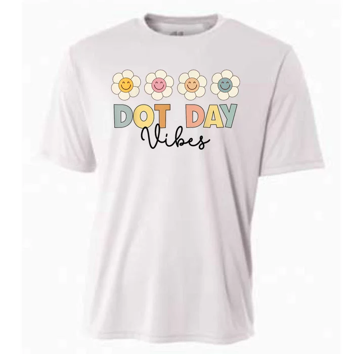 Happy Dot Day Hippie Flowers Dot Day Vibes Kids Girls Cooling Performance Crew T-Shirt