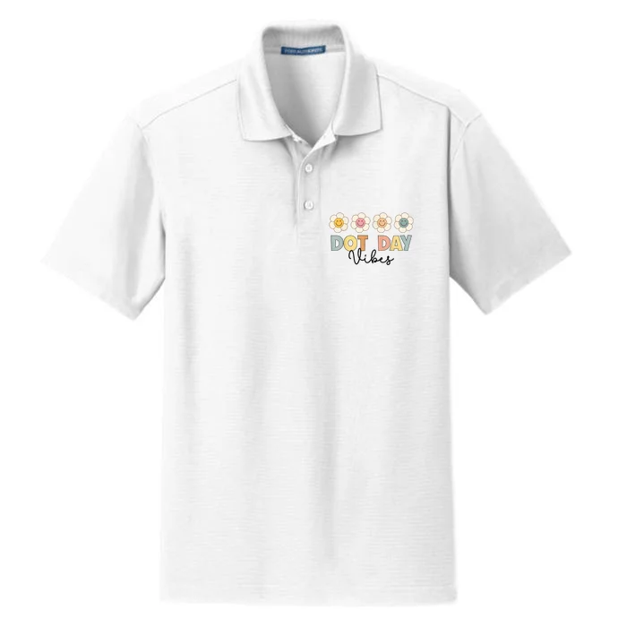 Happy Dot Day Hippie Flowers Dot Day Vibes Kids Girls Dry Zone Grid Performance Polo