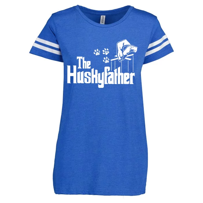 Huskyfather Dog Dad Puppy Paw Print Fun Animal FathersDay Enza Ladies Jersey Football T-Shirt