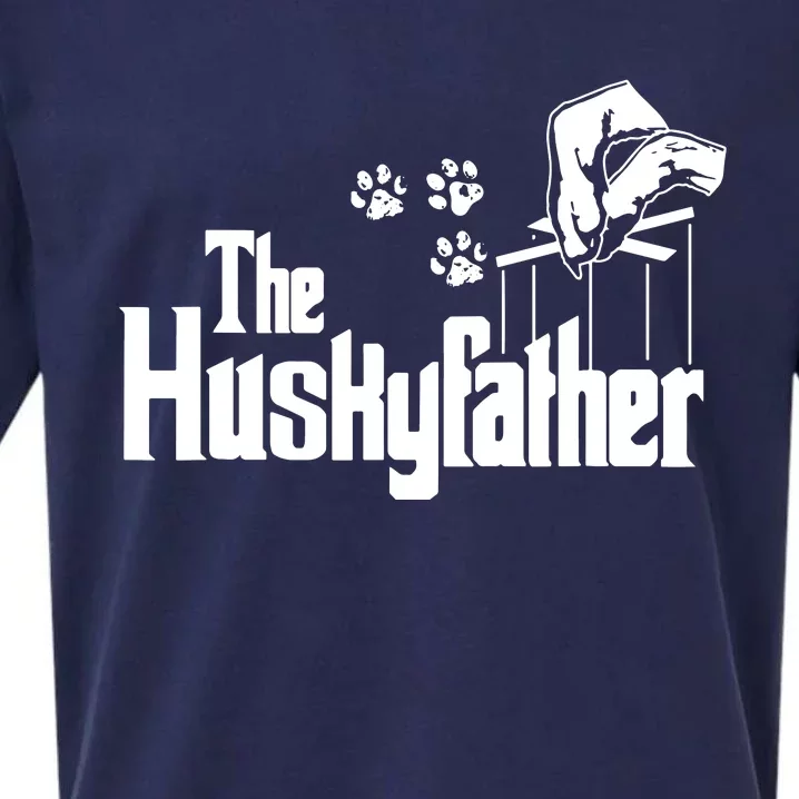 Huskyfather Dog Dad Puppy Paw Print Fun Animal FathersDay Sueded Cloud Jersey T-Shirt