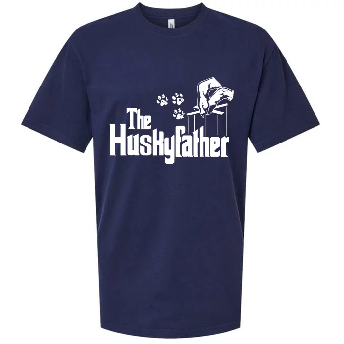 Huskyfather Dog Dad Puppy Paw Print Fun Animal FathersDay Sueded Cloud Jersey T-Shirt