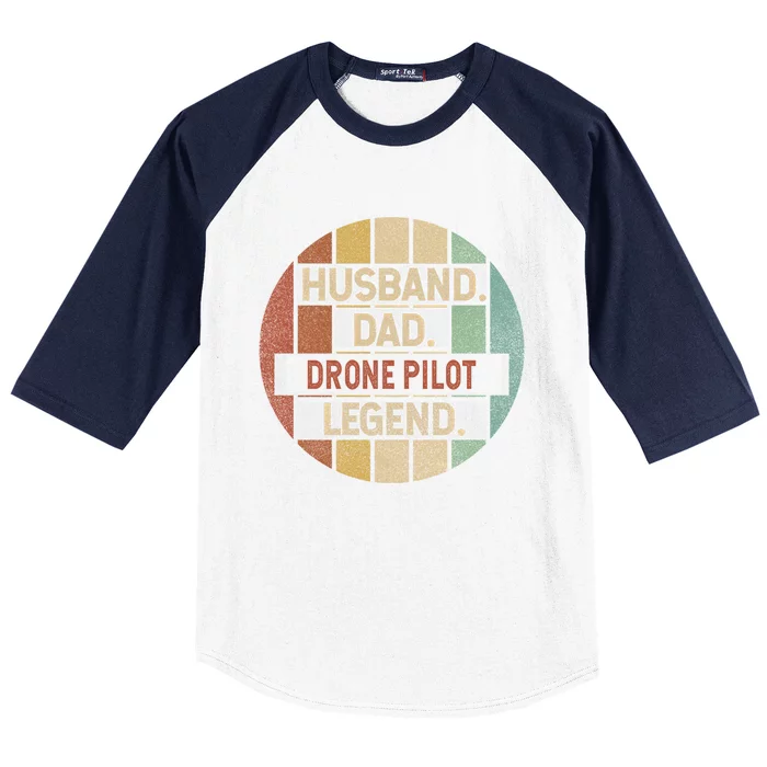 Husband Dad Drone Pilot Legend Vintage Funny Gift Baseball Sleeve Shirt