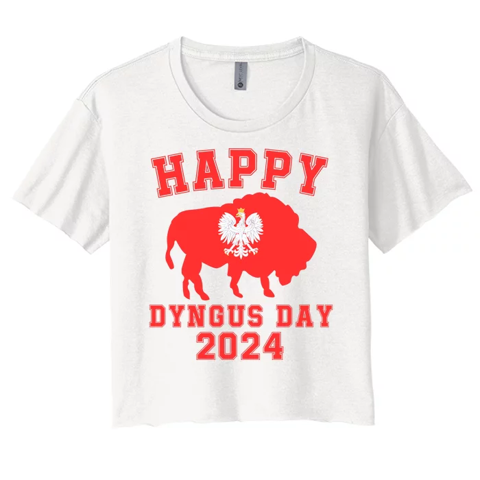 Happy Dyngus Day 2024 Dyngus Day Polish American Polska White Eagle Polish Eagle Women's Crop Top Tee