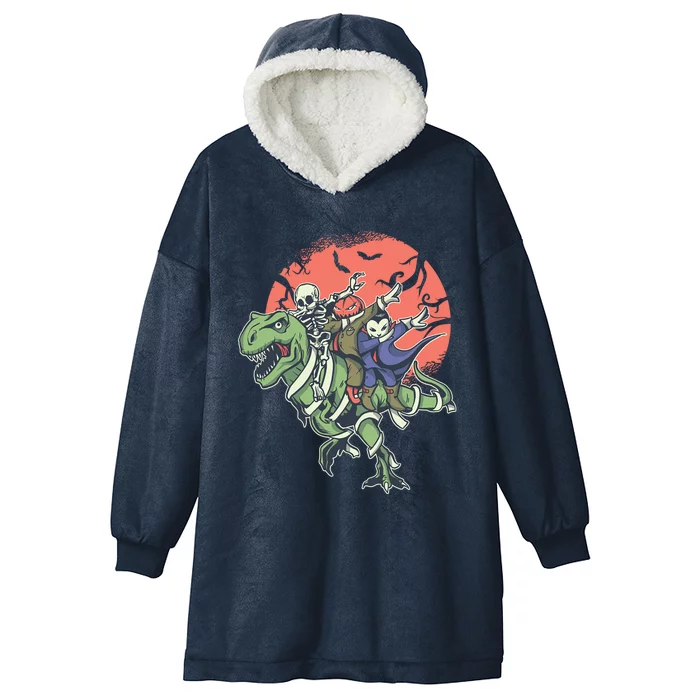 Halloween Dabbing Dinosaur Skeleton Pumpkin Vampire Gift Hooded Wearable Blanket