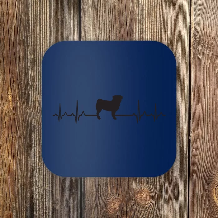 Heartbeat Dog ECG Pulse Pug Coaster