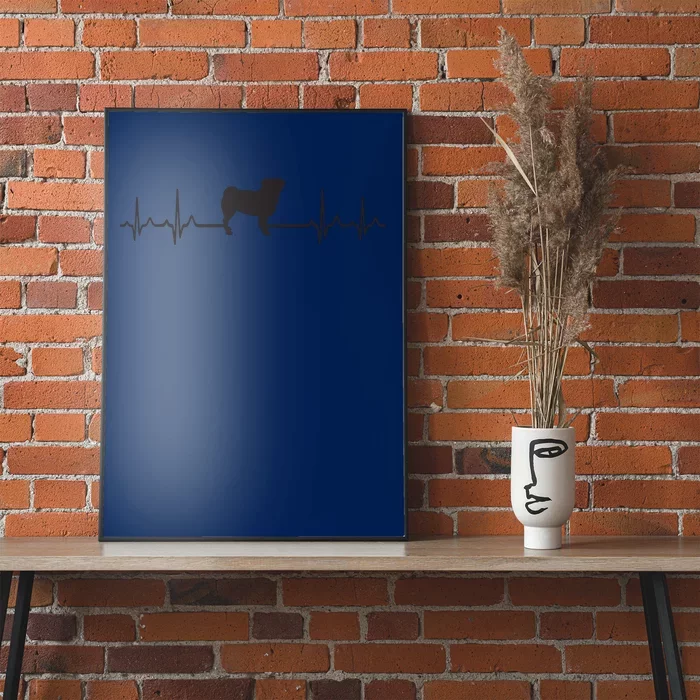 Heartbeat Dog ECG Pulse Pug Poster