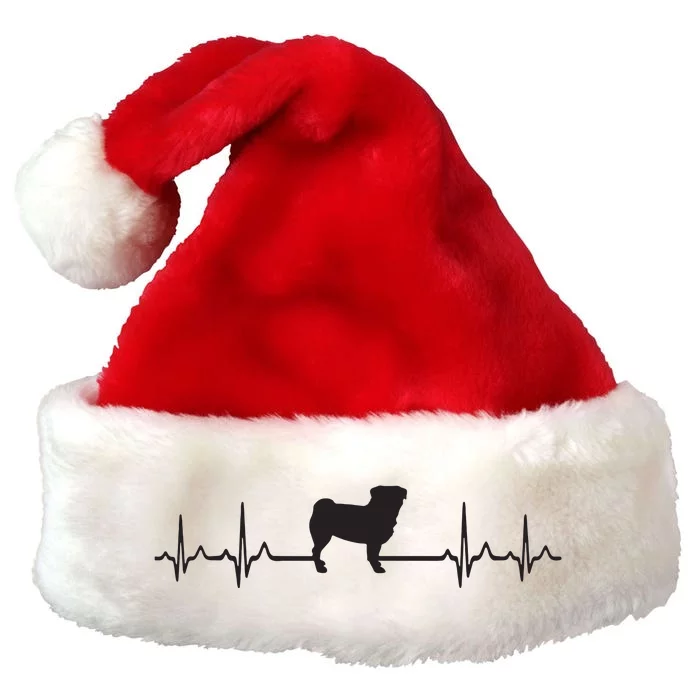 Heartbeat Dog ECG Pulse Pug Premium Christmas Santa Hat