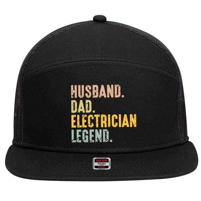 Husband Dad Electrician Legend 7 Panel Mesh Trucker Snapback Hat