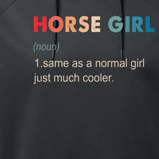 Horse Definition Equestrian Gift Horseback Riding Performance Fleece Hoodie