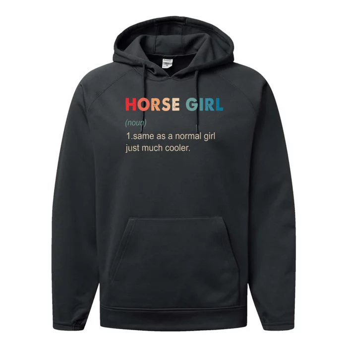 Horse Definition Equestrian Gift Horseback Riding Performance Fleece Hoodie