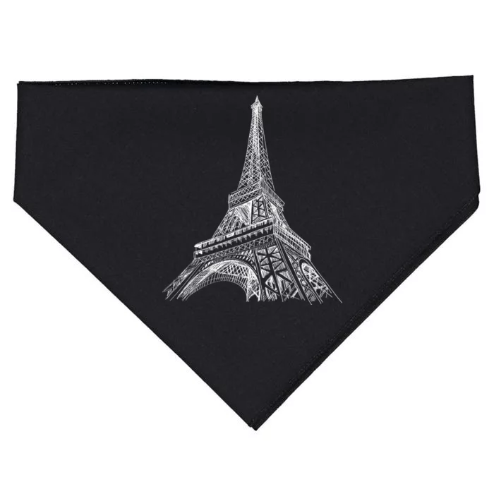 Hand Drawn Eiffel Tower USA-Made Doggie Bandana