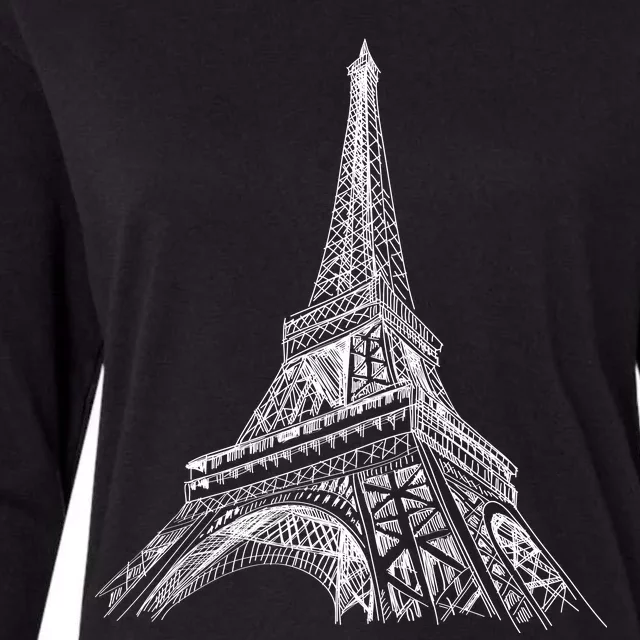 Hand Drawn Eiffel Tower Womens Cotton Relaxed Long Sleeve T-Shirt