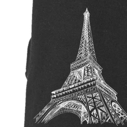 Hand Drawn Eiffel Tower Doggie 3-End Fleece Hoodie