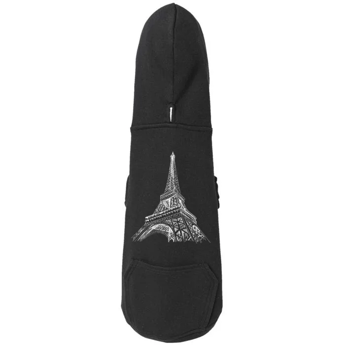 Hand Drawn Eiffel Tower Doggie 3-End Fleece Hoodie