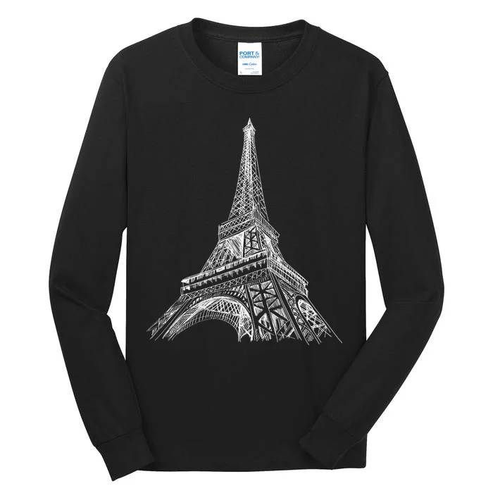 Hand Drawn Eiffel Tower Tall Long Sleeve T-Shirt