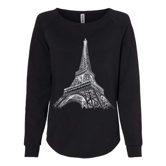 Hand Drawn Eiffel Tower Womens California Wash Sweatshirt