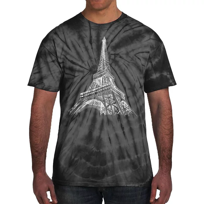 Hand Drawn Eiffel Tower Tie-Dye T-Shirt