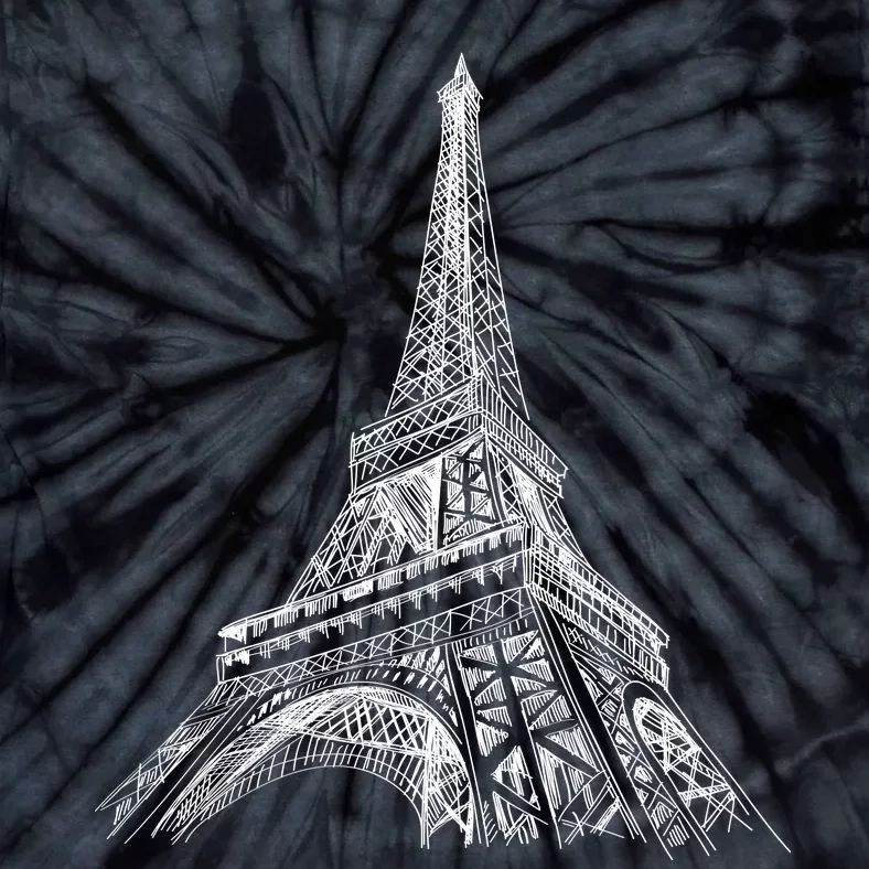 Hand Drawn Eiffel Tower Tie-Dye T-Shirt