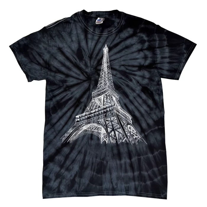 Hand Drawn Eiffel Tower Tie-Dye T-Shirt