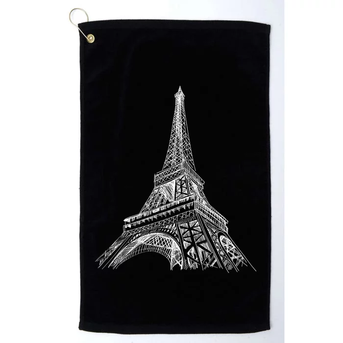 Hand Drawn Eiffel Tower Platinum Collection Golf Towel