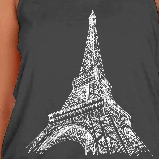 Hand Drawn Eiffel Tower Women's Knotted Racerback Tank