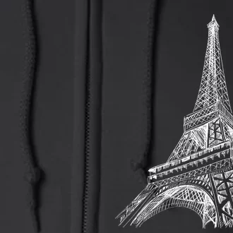 Hand Drawn Eiffel Tower Full Zip Hoodie