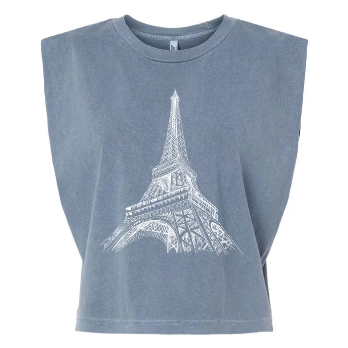 Hand Drawn Eiffel Tower Garment-Dyed Women's Muscle Tee