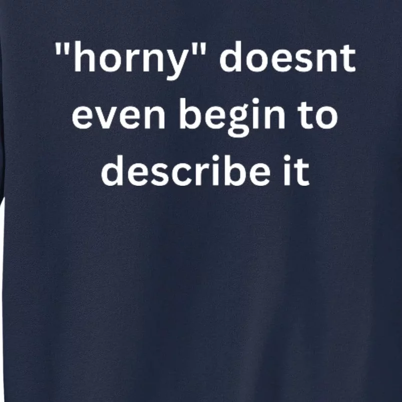 Horny Doesnt Even Begin To Describe It Tall Sweatshirt