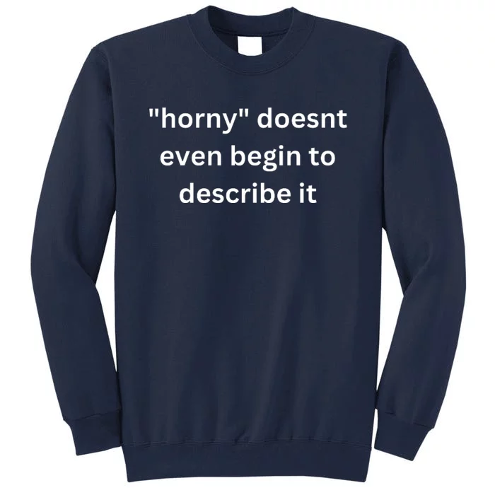 Horny Doesnt Even Begin To Describe It Tall Sweatshirt