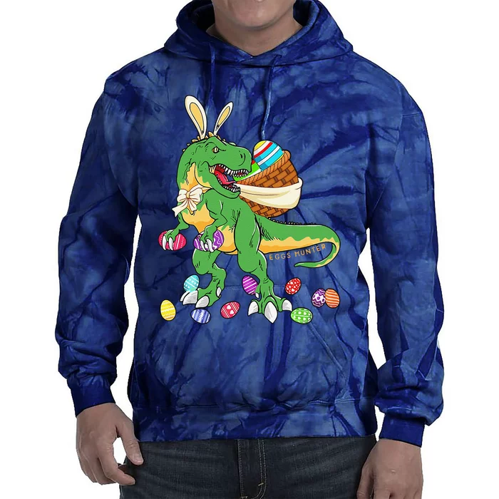 Happy Dinosaur Easter Trex Dino Lover Basket Tie Dye Hoodie