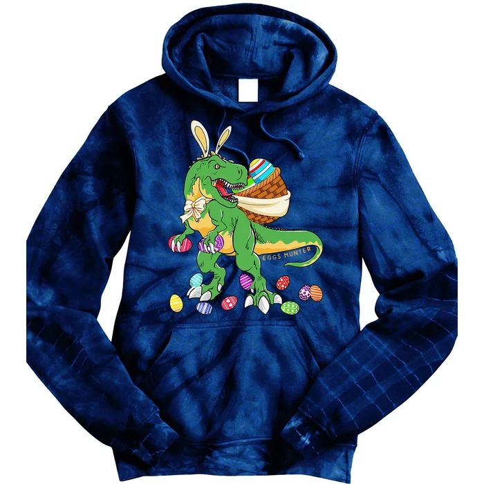 Happy Dinosaur Easter Trex Dino Lover Basket Tie Dye Hoodie