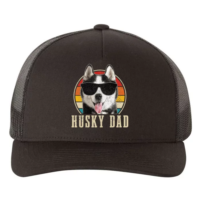 Husky Dad Funny Dog Sunglasses Vintage Siberian Husky Yupoong Adult 5-Panel Trucker Hat