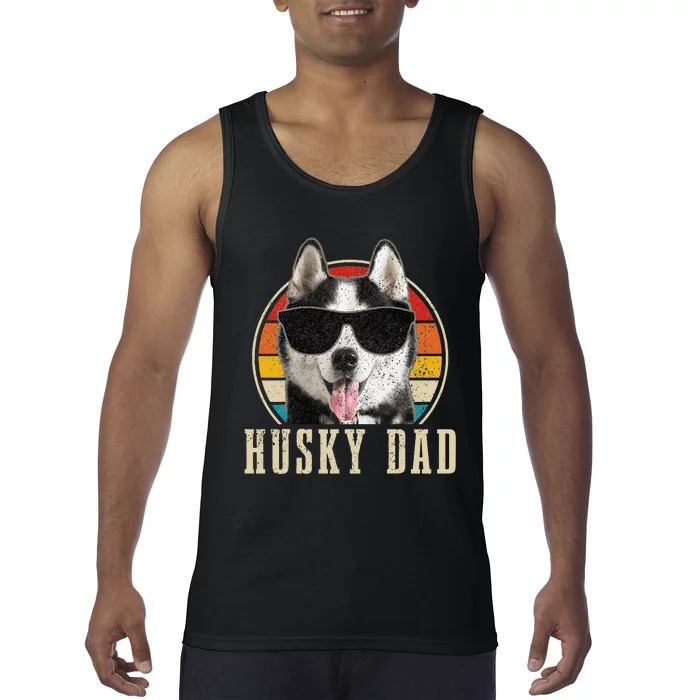 Husky Dad Funny Dog Sunglasses Vintage Siberian Husky Tank Top