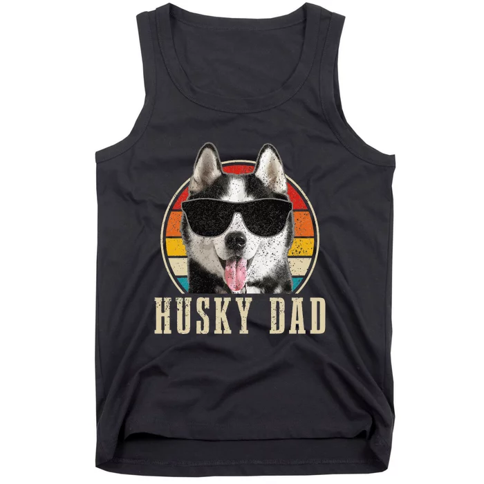 Husky Dad Funny Dog Sunglasses Vintage Siberian Husky Tank Top