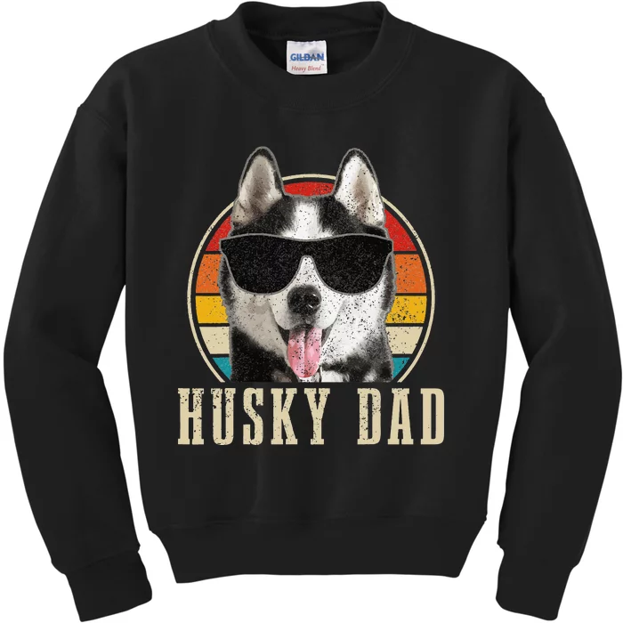 Husky Dad Funny Dog Sunglasses Vintage Siberian Husky Kids Sweatshirt