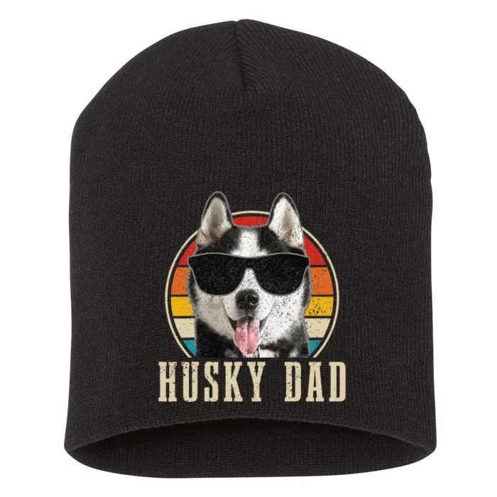 Husky Dad Funny Dog Sunglasses Vintage Siberian Husky Short Acrylic Beanie