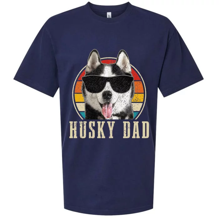 Husky Dad Funny Dog Sunglasses Vintage Siberian Husky Sueded Cloud Jersey T-Shirt