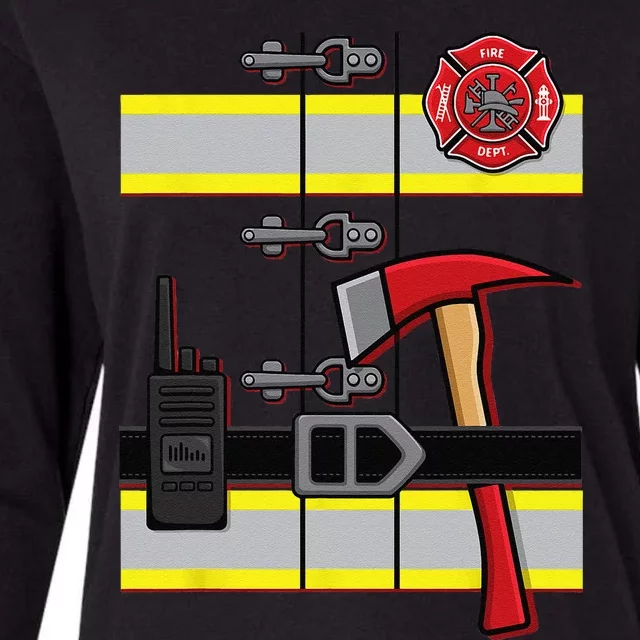 Halloween DIY Firefighter Uniform Costume Womens Cotton Relaxed Long Sleeve T-Shirt