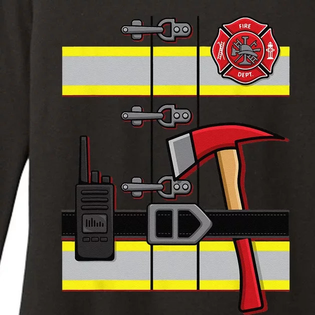 Halloween DIY Firefighter Uniform Costume Womens CVC Long Sleeve Shirt